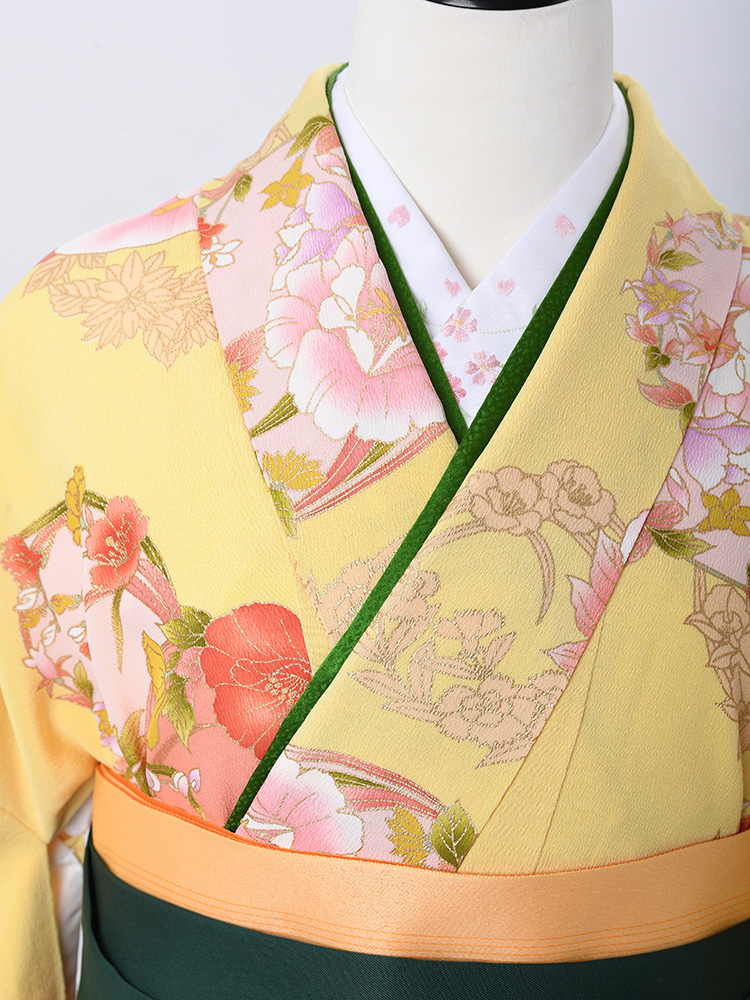 高級卒業式袴レンタル】2-54 卒業式の袴レンタル・正絹二尺袖着物 