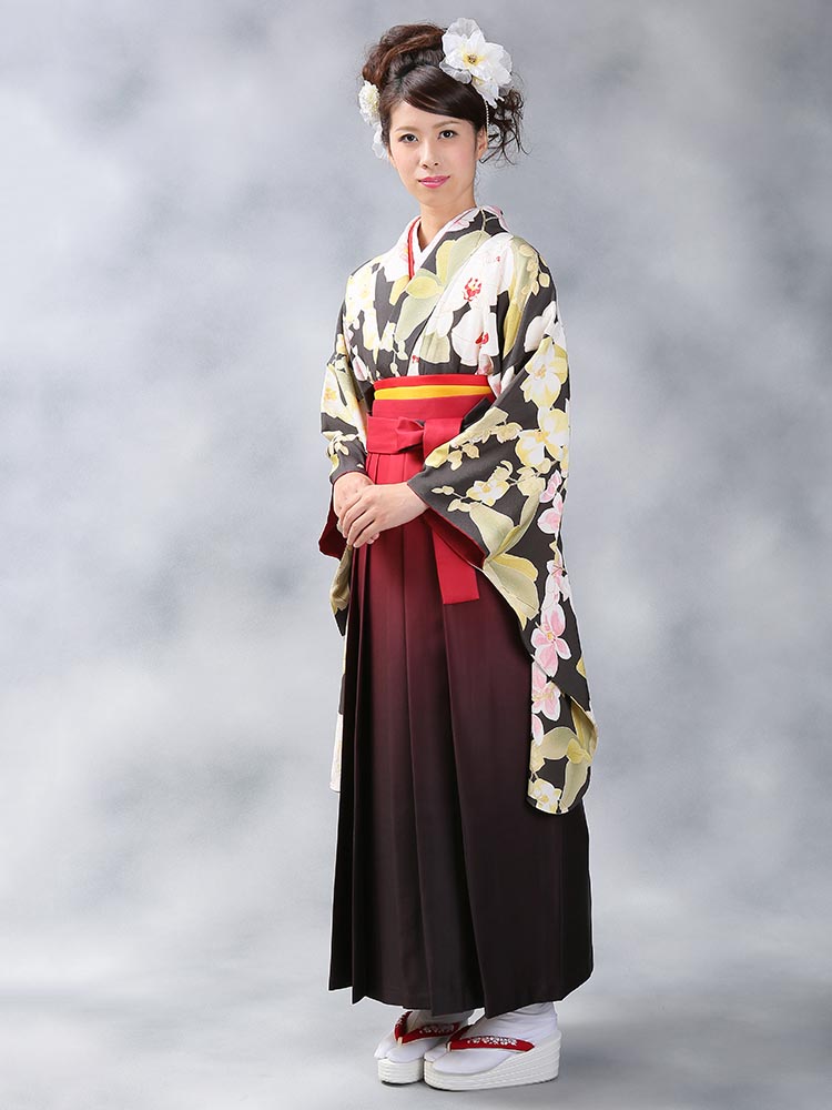 高級卒業式袴レンタル 2 87 卒業式の袴レンタル 正絹二尺袖着物 墨色 胡蝶蘭 サイズ 胡蝶蘭 Kimono Pro キモノプロ 京都のはかまレンタル 全国宅配 ご来店ご下見も大歓迎