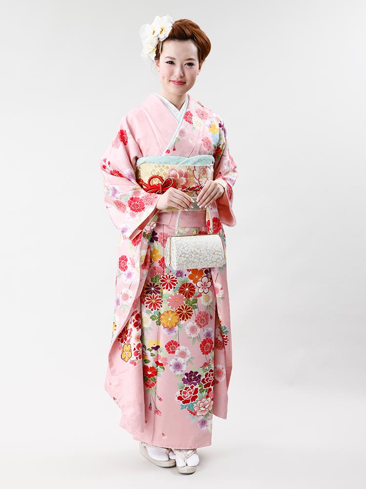 高級振袖レンタル F 63 花丸紋 桜 Mlサイズ ピンク 桜 Kimono Pro キモノプロ 京都のきものレンタル 全国宅配 ご来店ご下見も大歓迎