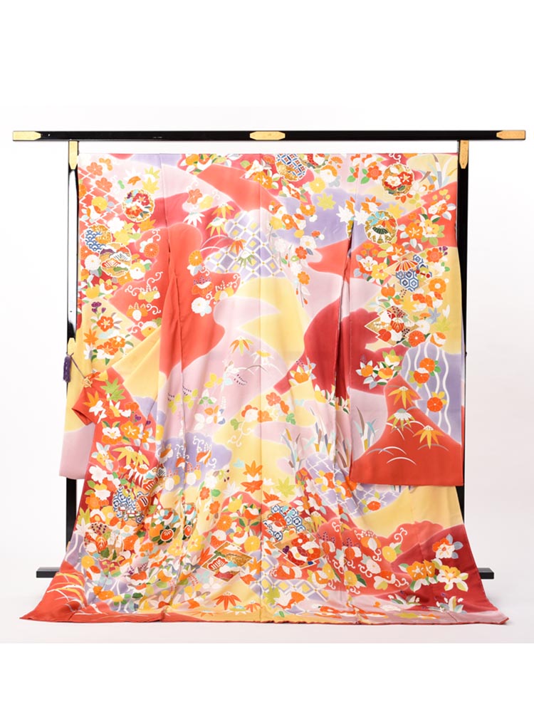 【最高級振袖オーダーレンタル・販売】sk-41 四季の花 サイズ 【ぼかし・四季花柄】最高級京友禅の振袖・購入・オーダーレンタル用