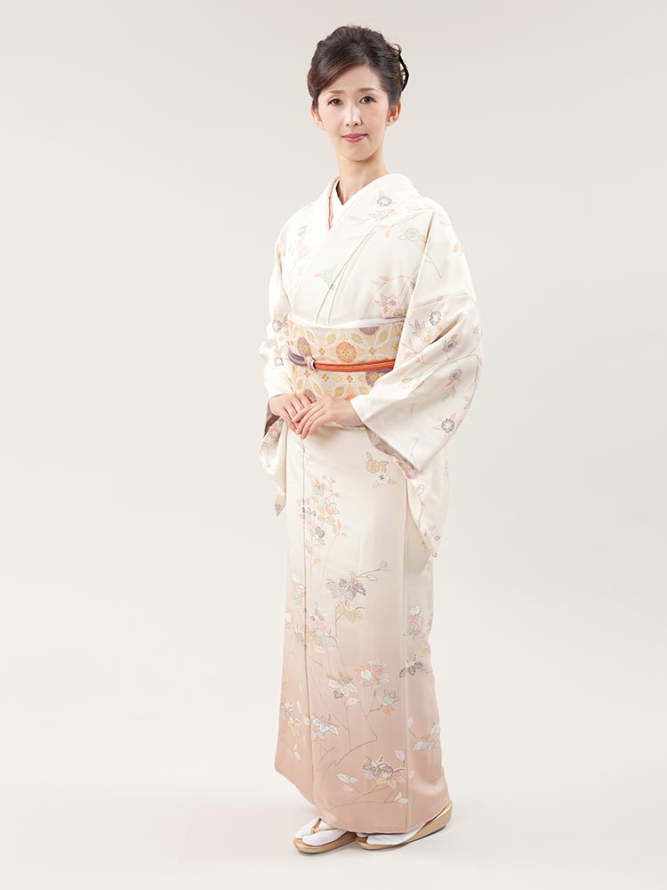 【高級訪問着レンタル】h-409 最高級しょうざん　ピンク系 MLサイズ 花々