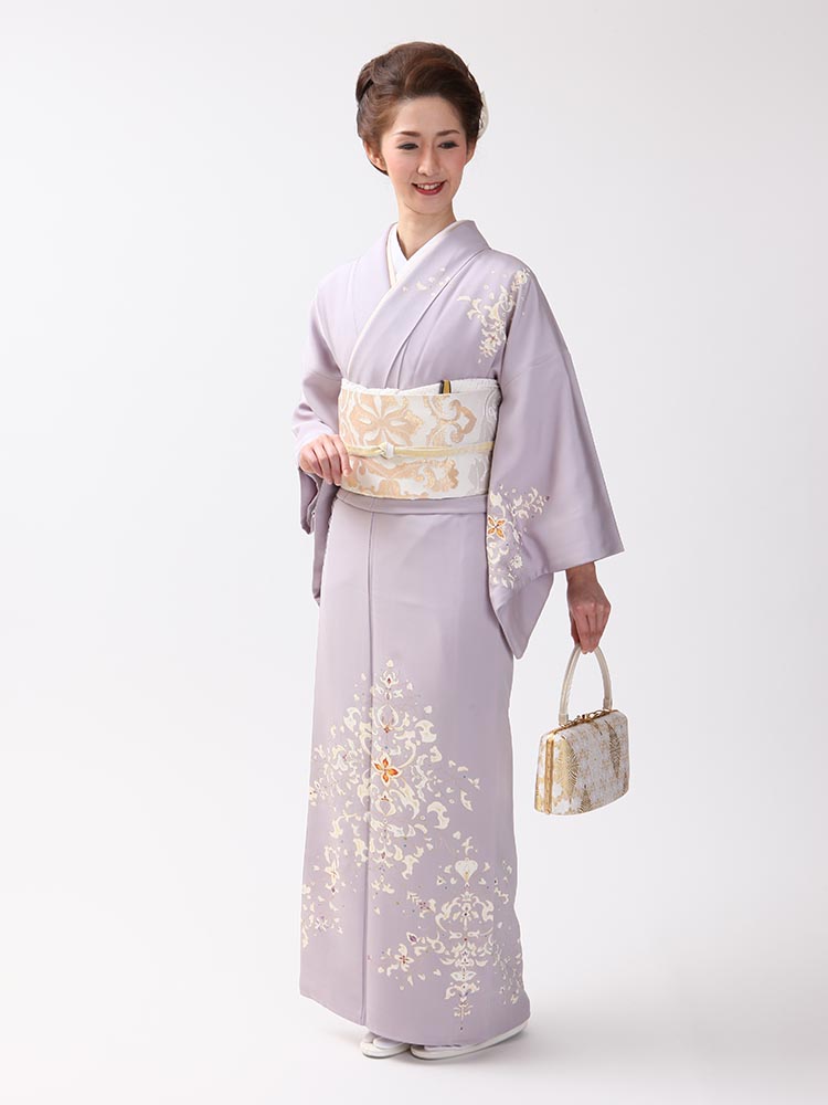 【高級訪問着レンタル】h-413 最高級　藤色系 Mサイズ 正倉院