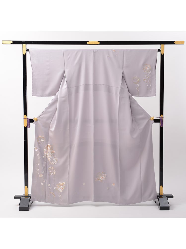 【高級訪問着レンタル】h-419 少し落ち着いた藤色 Mサイズ 四季の花