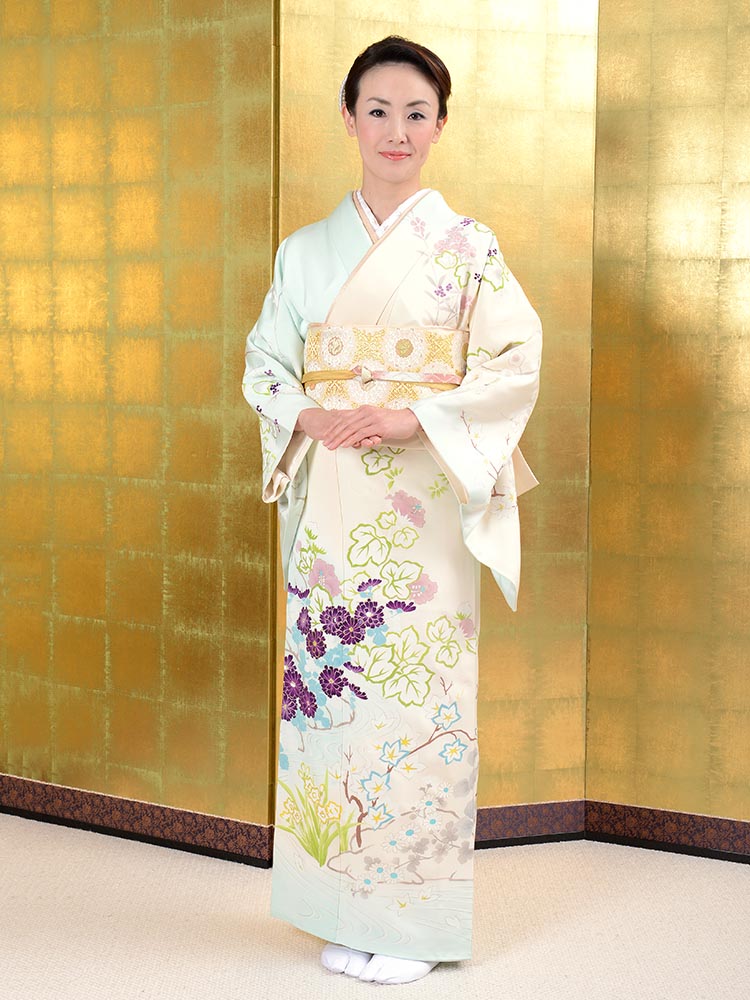 高級訪問着レンタル H 425 色鮮やかな手描き京友禅 Mサイズ 四季の花 Kimono Pro キモノプロ 京都のきものレンタル 全国宅配 ご来店ご下見も大歓迎
