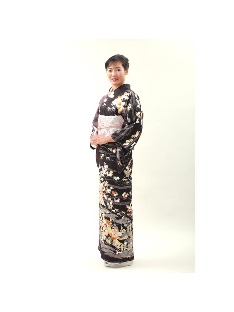 高級訪問着レンタル】h-56 濃い紫 華やか MLサイズ 草花｜KIMONO-PRO