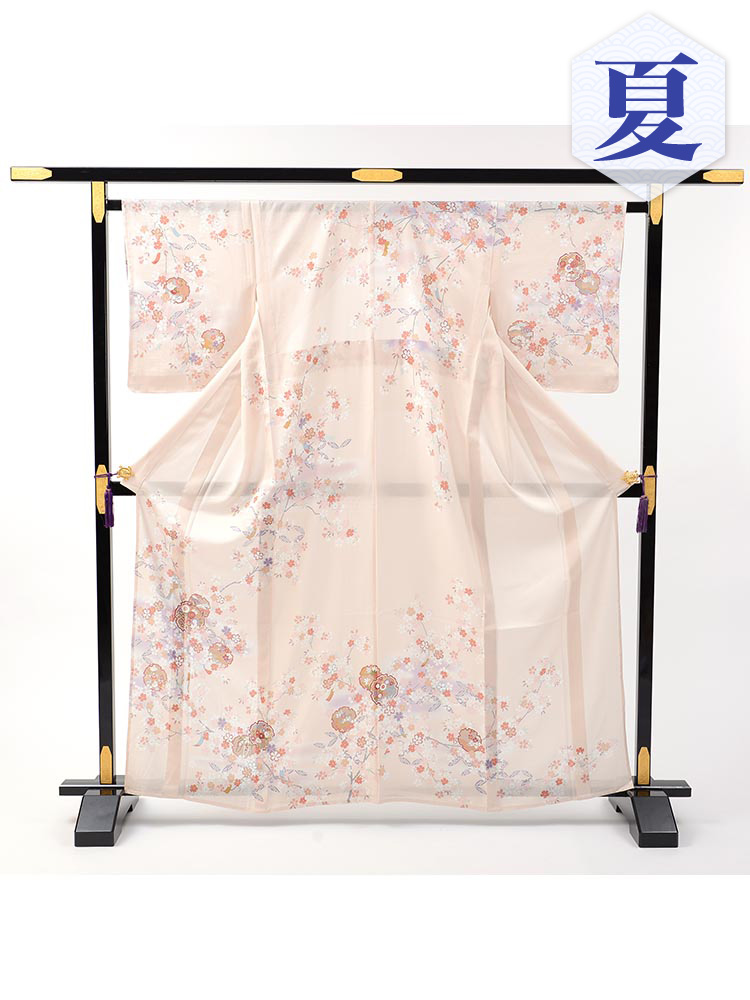 【高級訪問着レンタル】n-23 盛夏　クリーム　雪輪 MSサイズ 雪輪