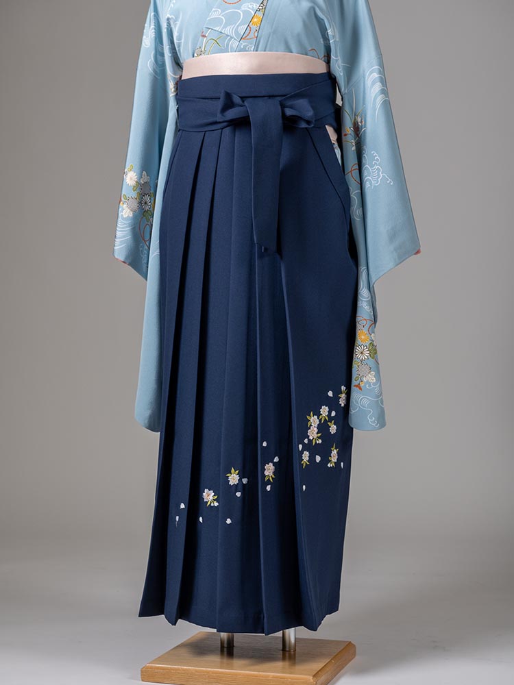 【袴単品レンタル】　紺刺繍　M、L、LLサイズ　品番：hakama-008