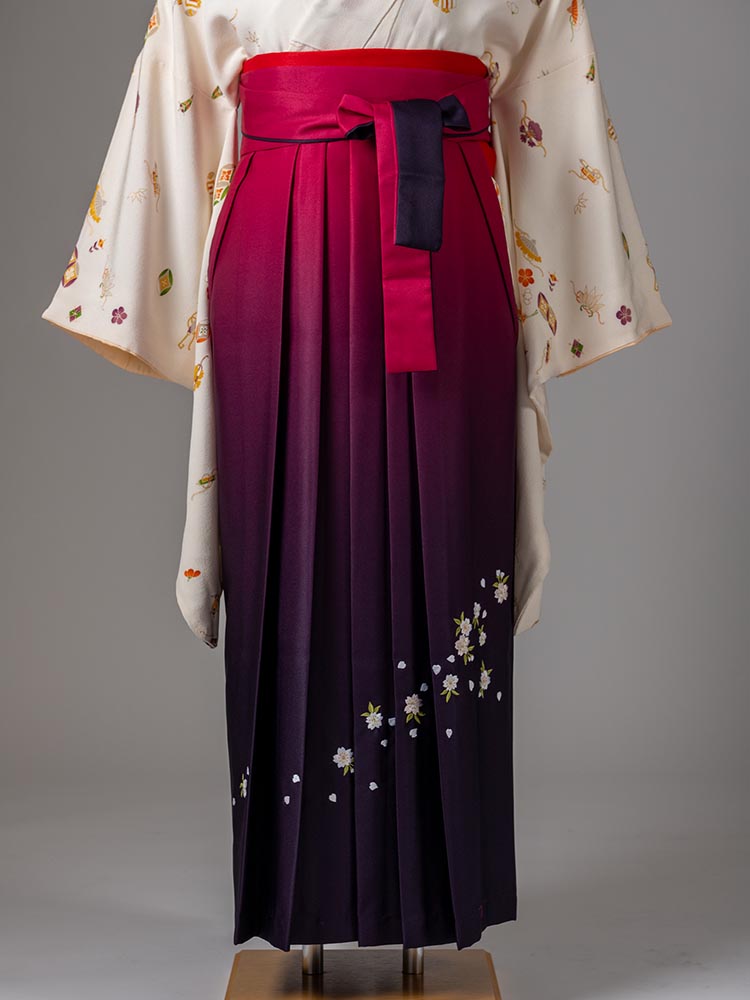【袴単品レンタル】　ピンク紫ぼかし刺繍　M、L、LLサイズ　品番：hakama-011