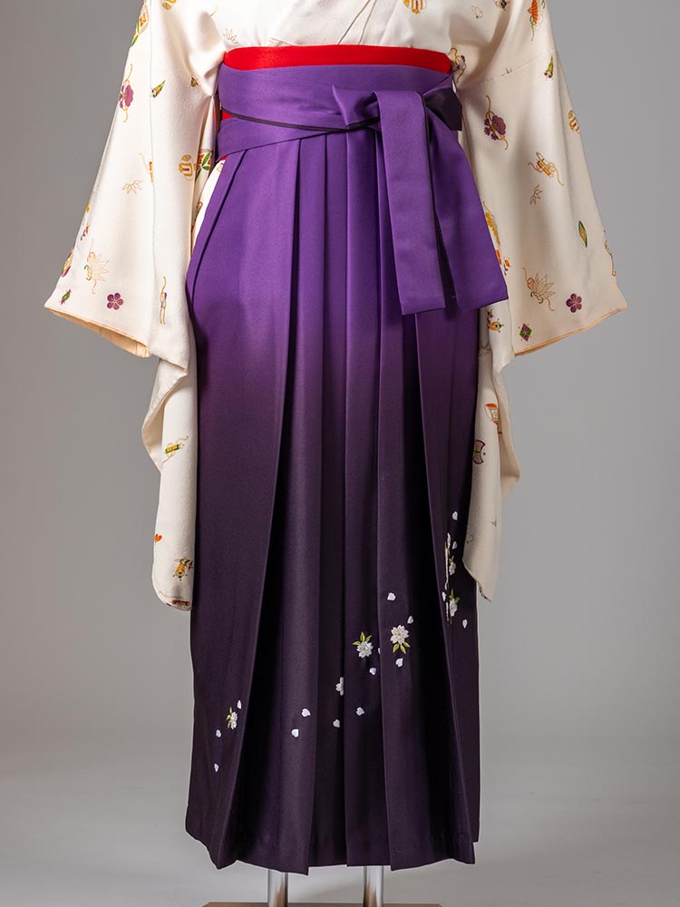【袴単品レンタル】　紫ぼかし刺繍　M、L、LLサイズ　品番：hakama-012