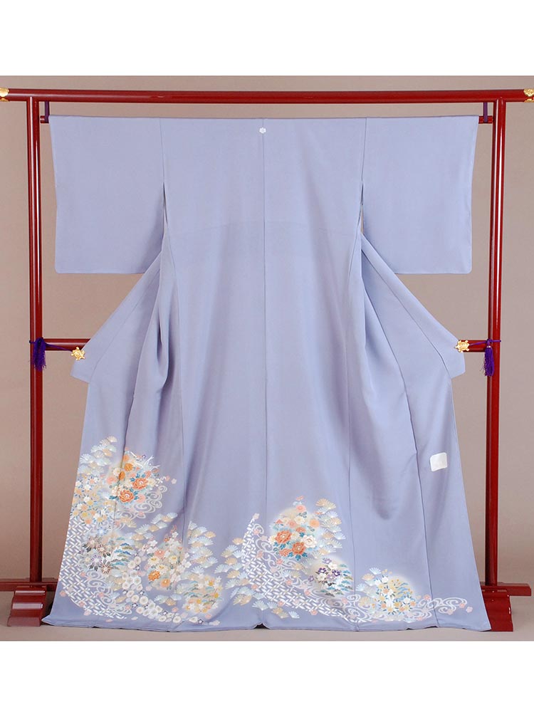 【高級色留袖レンタル】i-124 藤色　花々 MLサイズ 花々