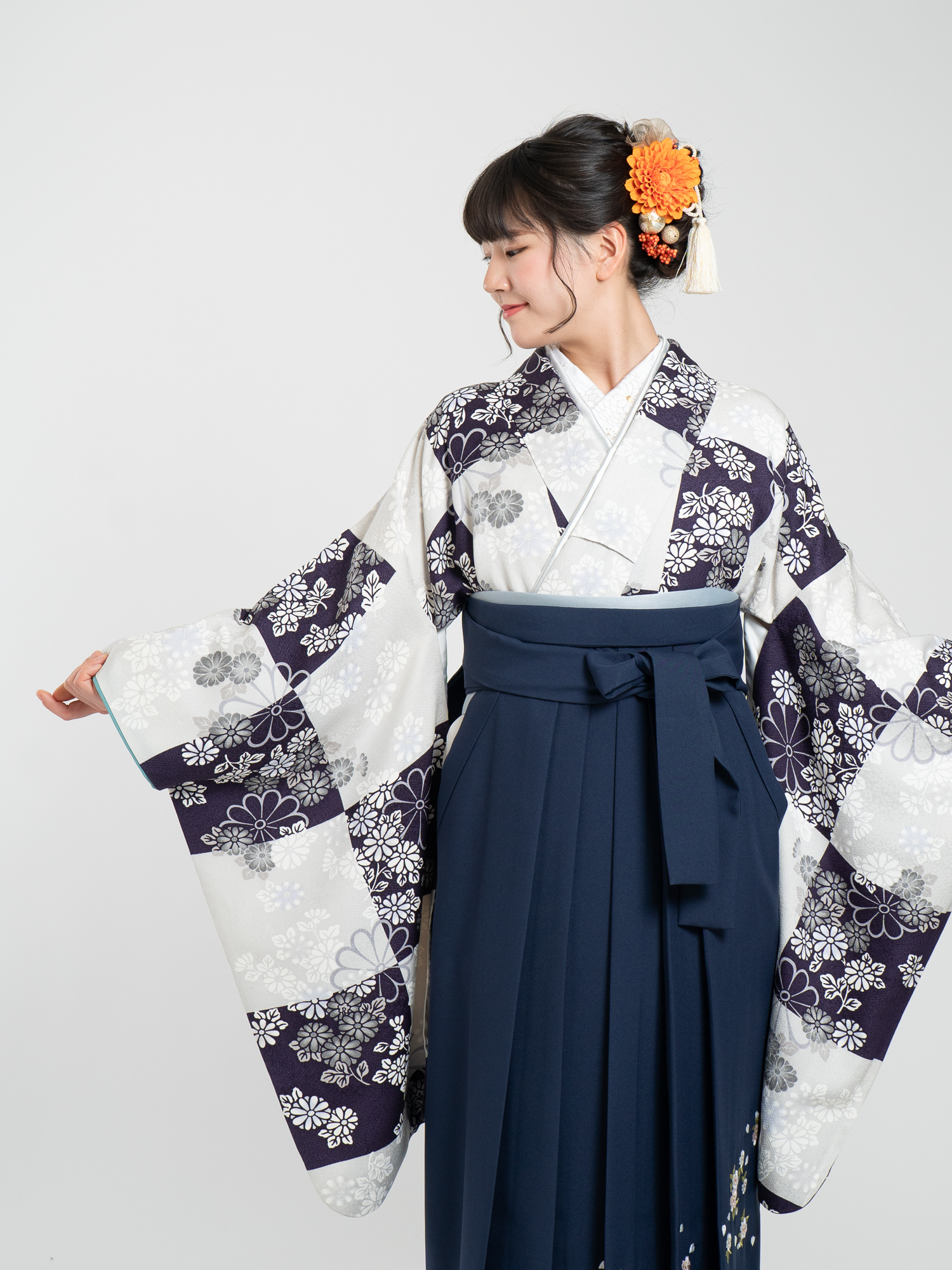 正絹の二尺袖と袴レンタル。品番2−２１。KIMONO-PRO京都
