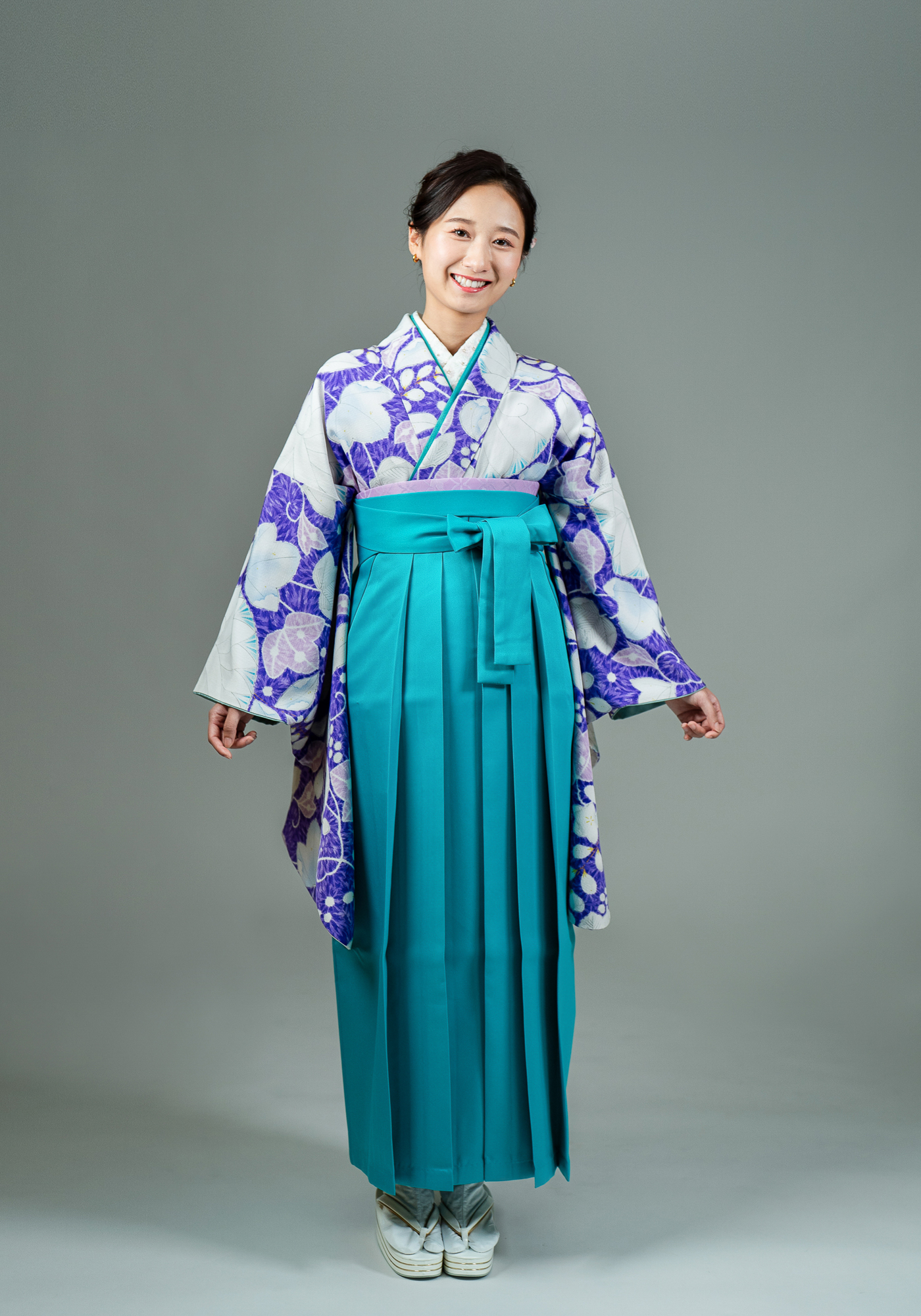 高級卒業式袴レンタル】2-37 卒業式の袴レンタル・正絹二尺袖着物 