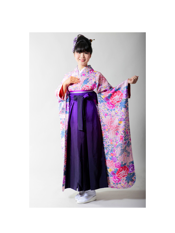 【高級卒業式袴レンタル】FU-2 ピンク　花柄 サイズ 花柄