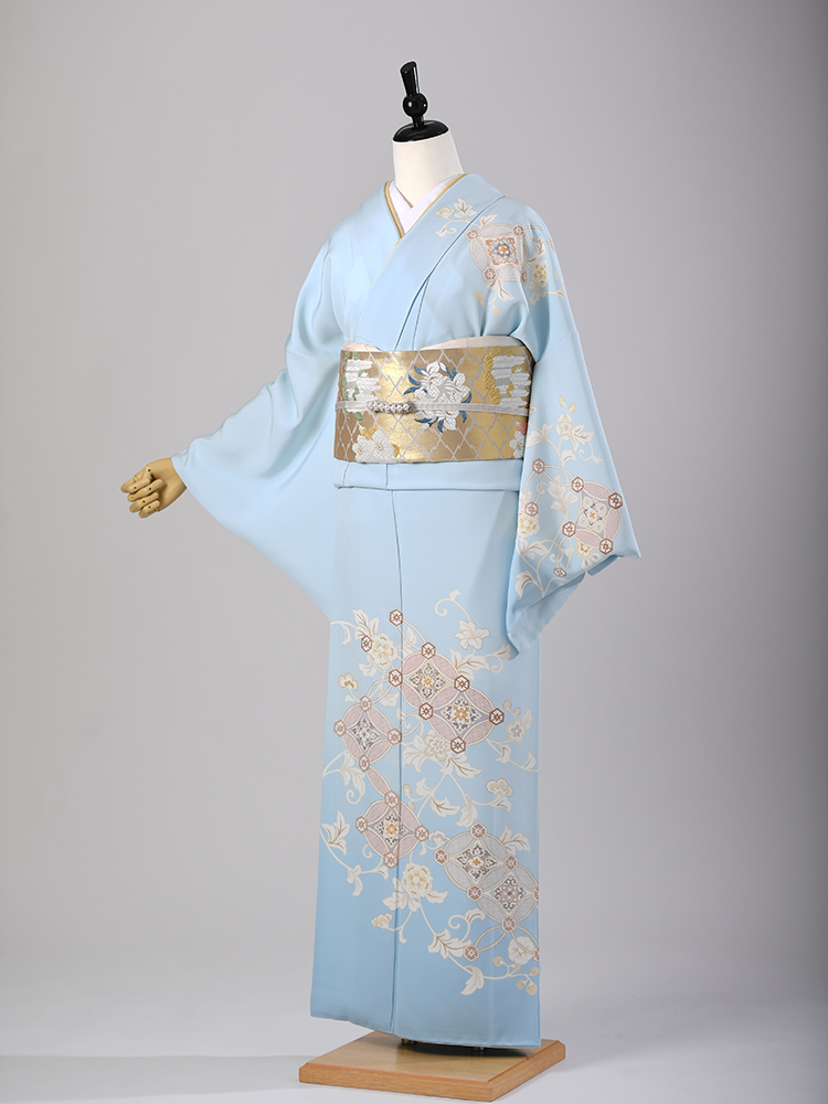 高級な訪問着レンタル（水色・品番h−４４７）