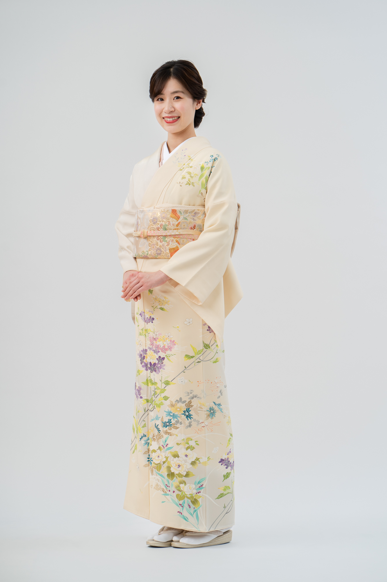 【最高級訪問着レンタル】クリーム系・菱健謹製・Lサイズ・品番：h-450