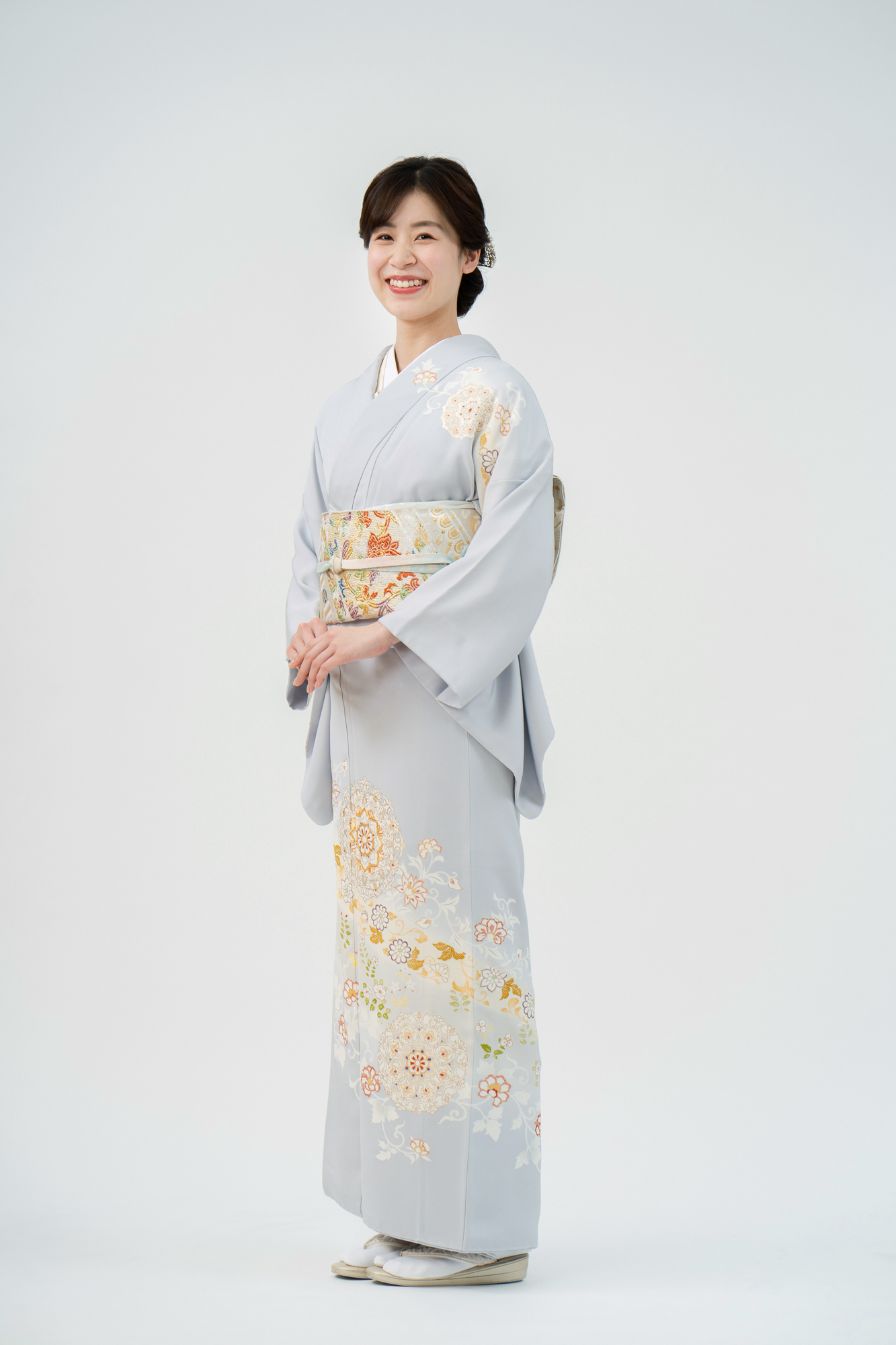 【高級訪問着レンタル】菱健謹製「淡い藤色系・正倉院文様」　MLサイズ　品番：h－４５２