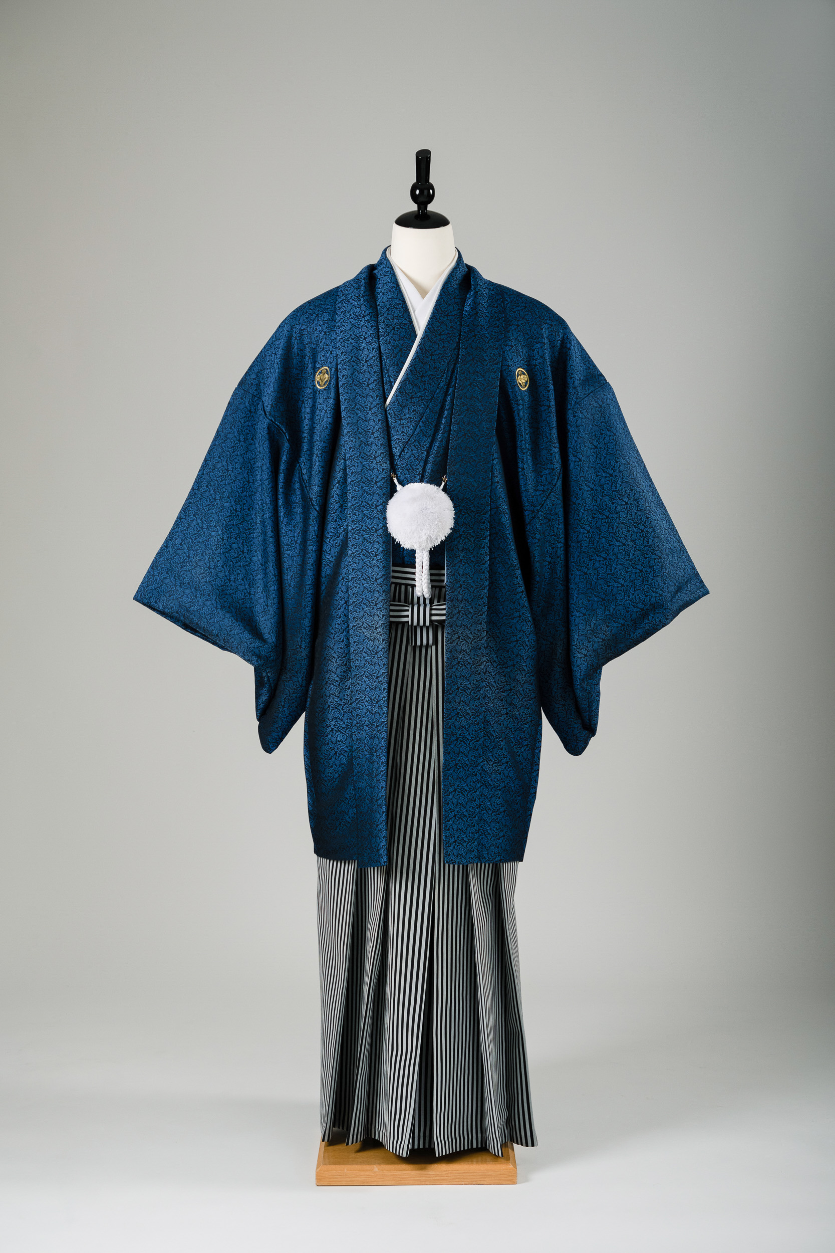 男性衣装の青色の紋付袴レンタル】M/L/LLサイズ・男の第一礼装