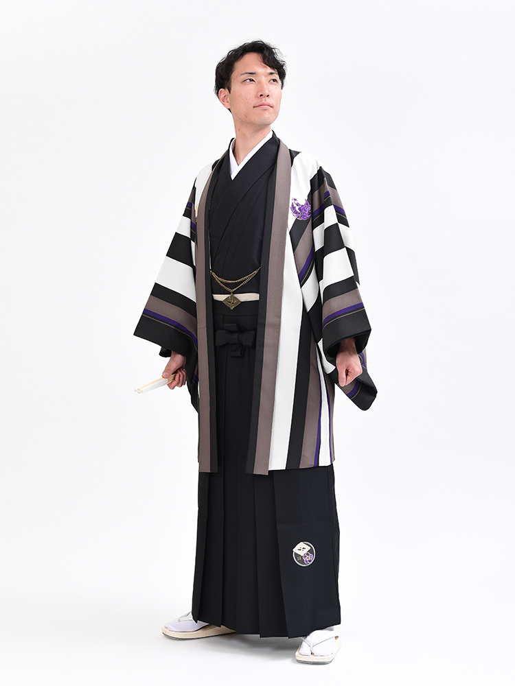 卒業式 成人式 袴 男物羽織袴紋付フルコーディネートセット-