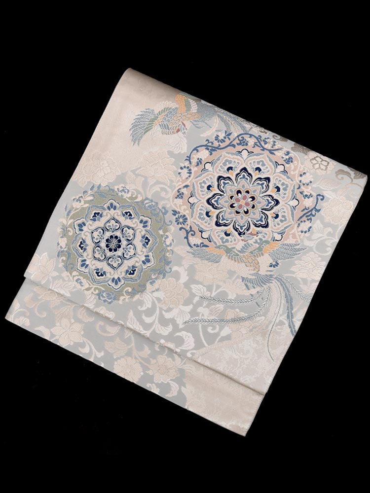 【高級帯レンタル】obi-28-324 とみや　青　正倉院 サイズ 正倉院文様