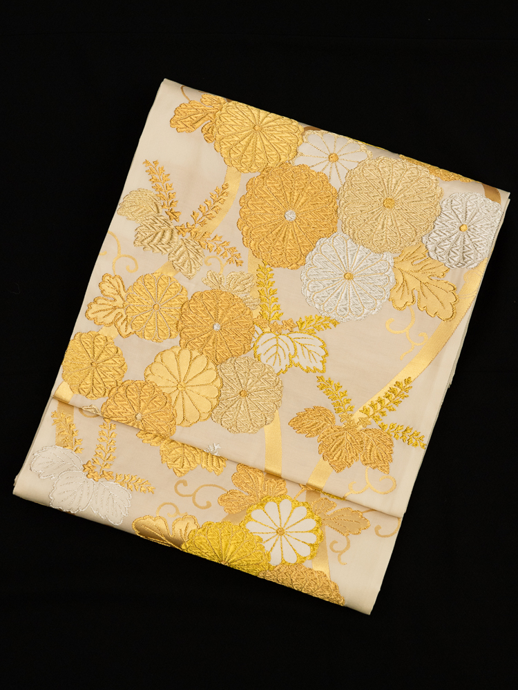 【高級帯レンタル】obi-341 高級袋帯レンタル「菊花柄・山口美術織物」 
