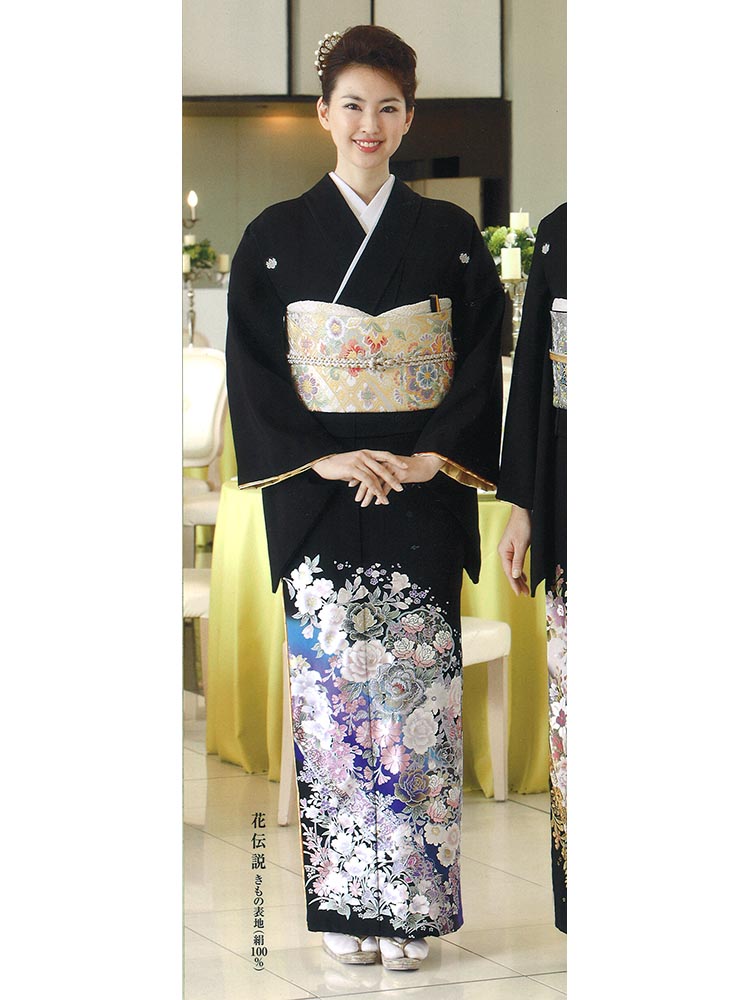 高級黒留袖レンタル Yumi Katsura 3 桂由美ブランドの黒留袖 花伝説 Mlサイズ バラと洋花 Kimono Pro キモノプロ 京都の着物 レンタル 全国宅配 ご来店ご下見も大歓迎