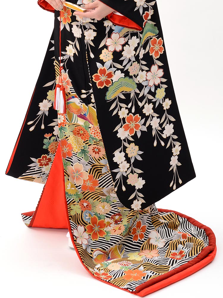 高級引き振袖レンタル】hikifurisode-4 花嫁衣裳・おしどり、枝垂れ桜 